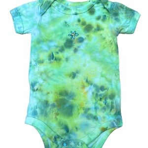 6-12 mos baby onesie hand tie dyed